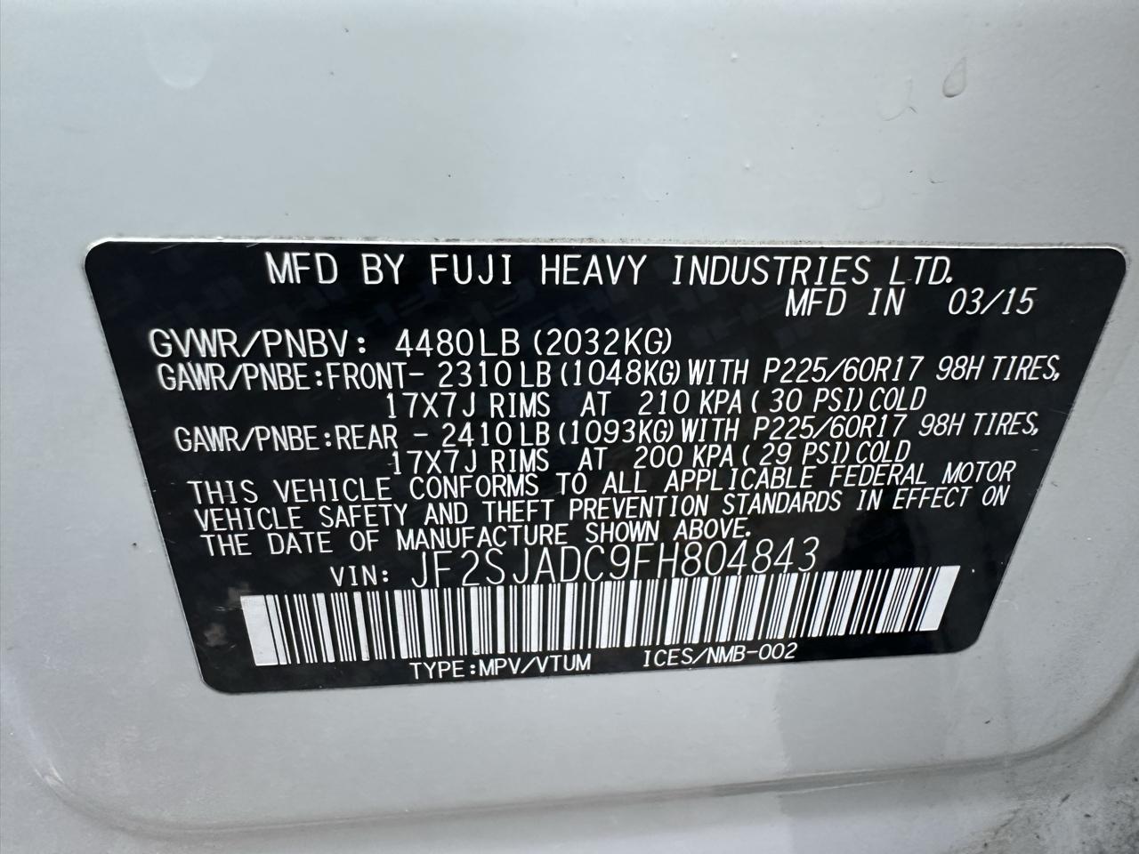 Subaru Forester 4dr CVT 2.5i Premium PZEV 2015
