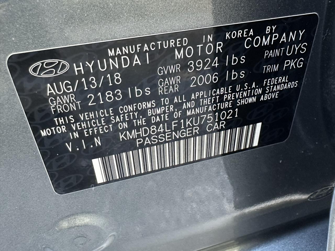 Hyundai Elantra SEL Auto 2019