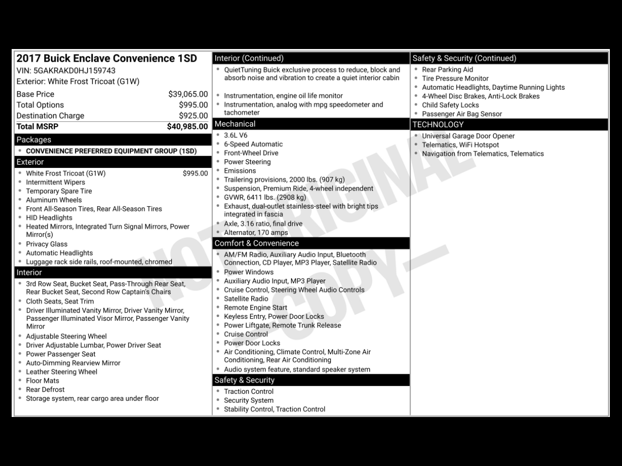 Buick Enclave FWD 4dr Convenience 2017