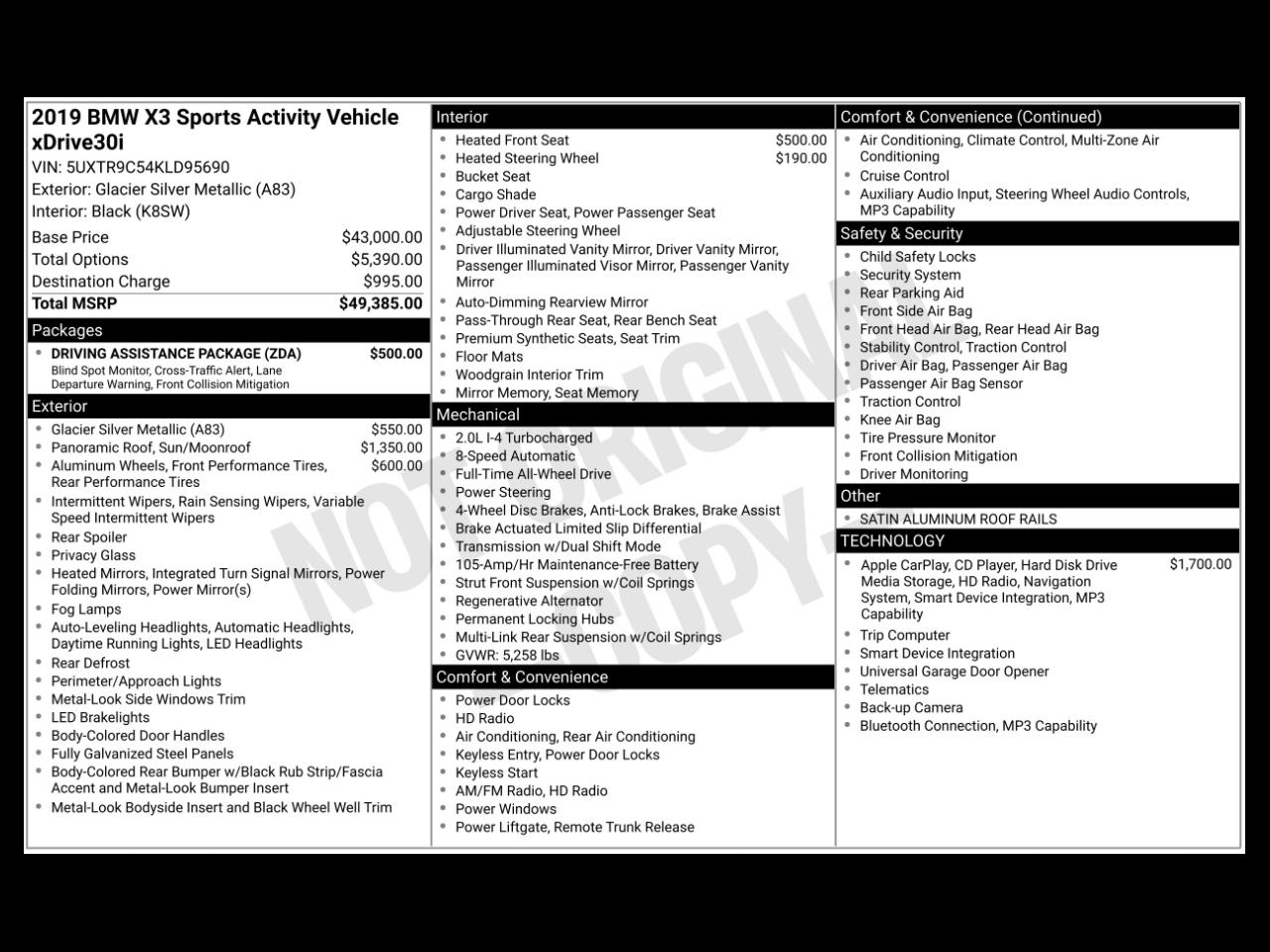 BMW X3 xDrive30i Sports Activity Vehicle 2019