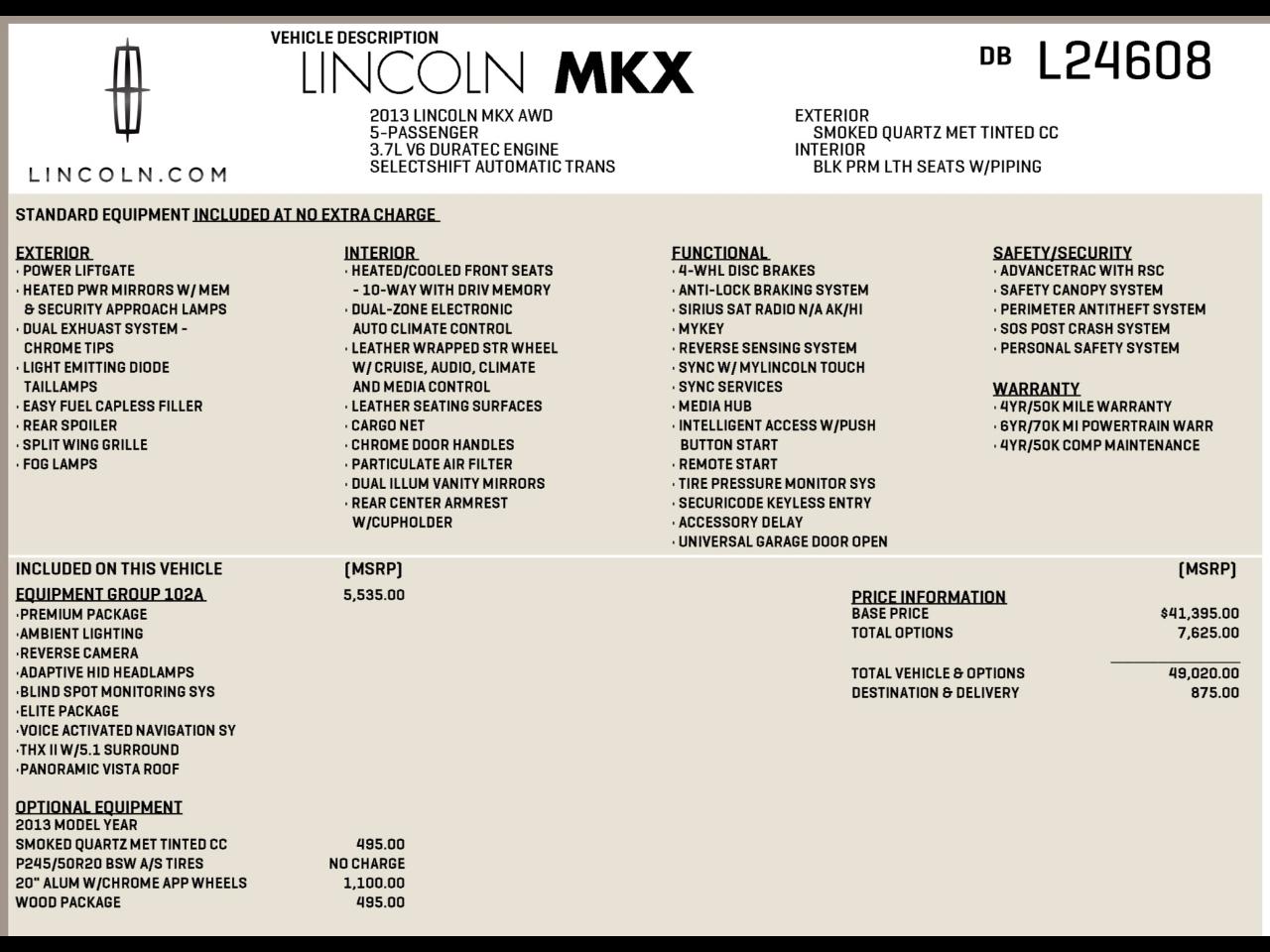 Lincoln MKX AWD 4dr 2013