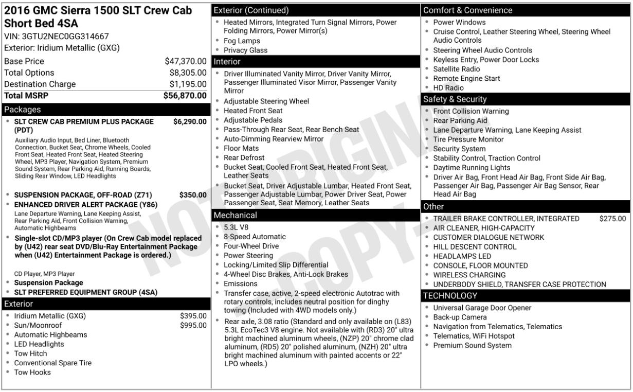 GMC Sierra 1500 4WD Crew Cab 143.5" SLT 2016