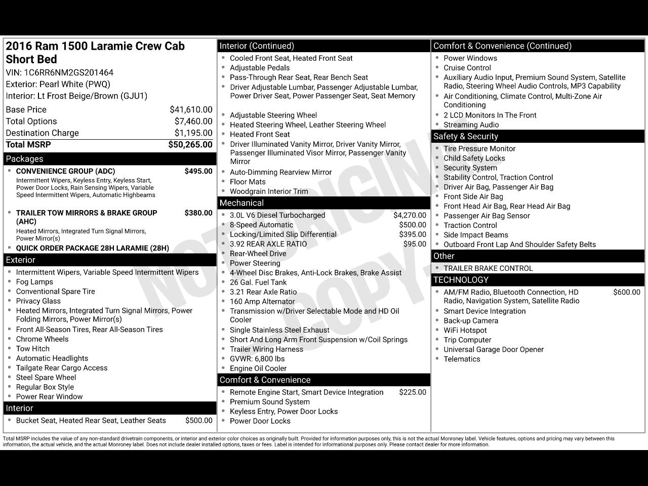 RAM 1500 2WD Crew Cab 140.5" Laramie 2016
