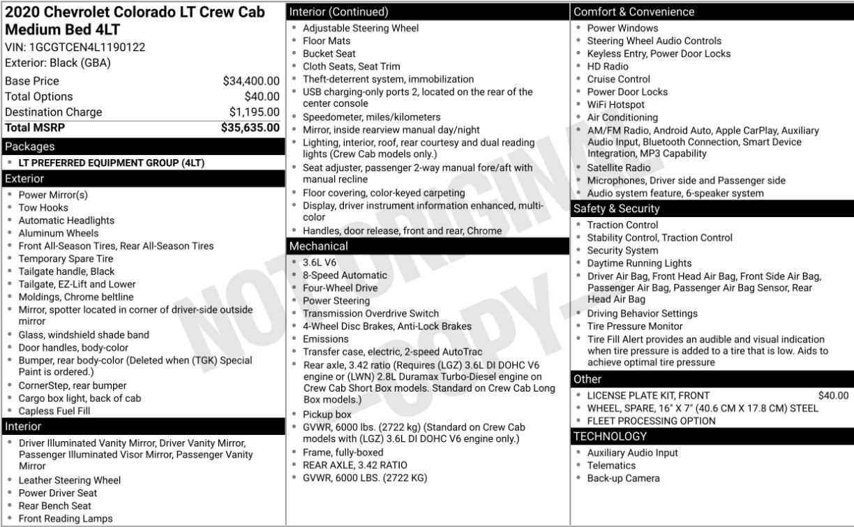Chevrolet Colorado 4WD Crew Cab 128" LT 2020
