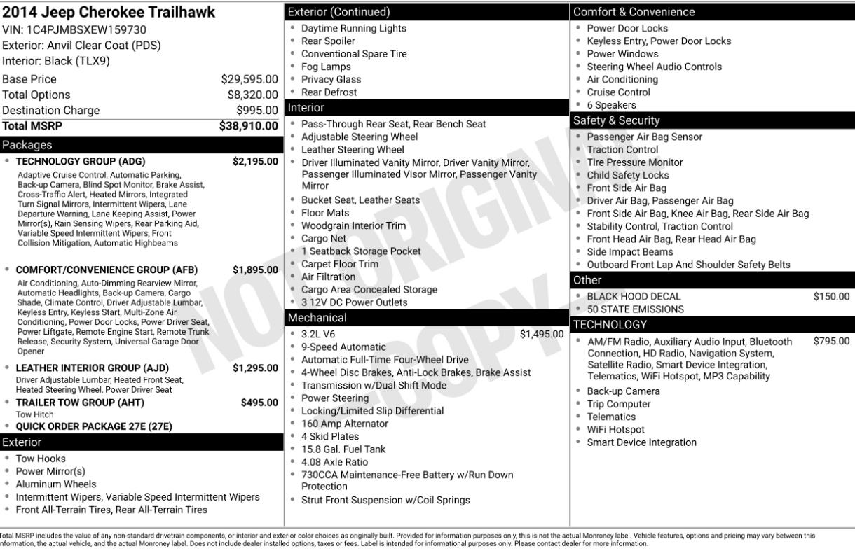 Jeep Cherokee 4WD 4dr Trailhawk 2014