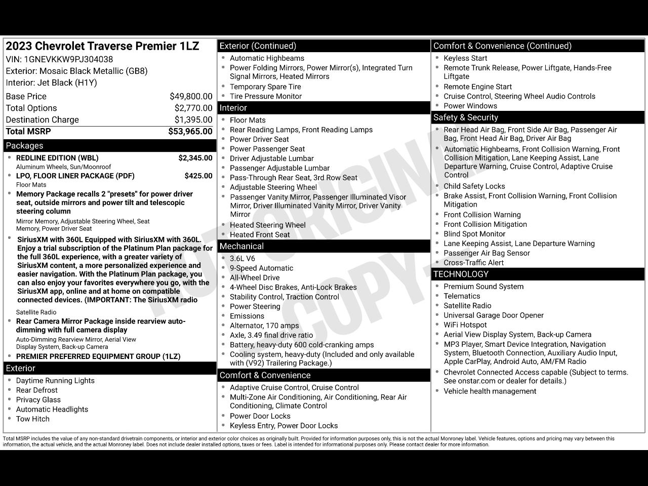 Chevrolet Traverse AWD 4dr Premier 2023