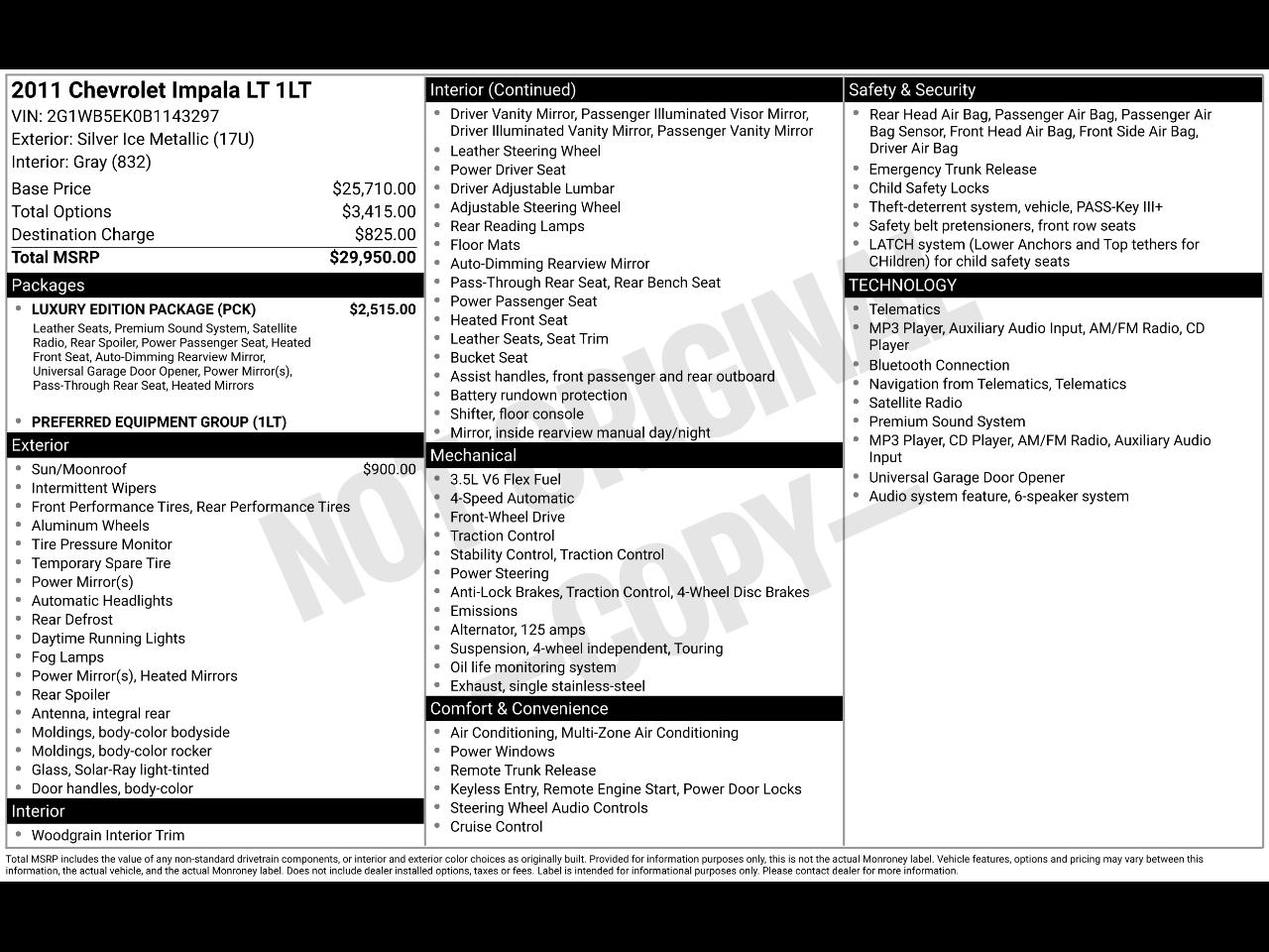 Chevrolet Impala 4dr Sdn LT Retail 2011