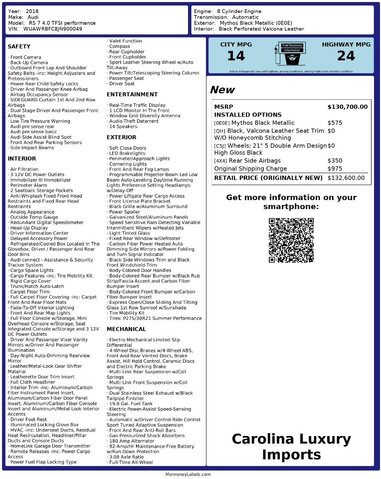 Audi RS7 Performance Prestige quattro 2018