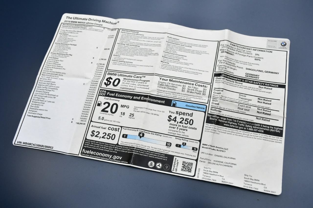 BMW 8-Series M850i xDrive Coupe 2019