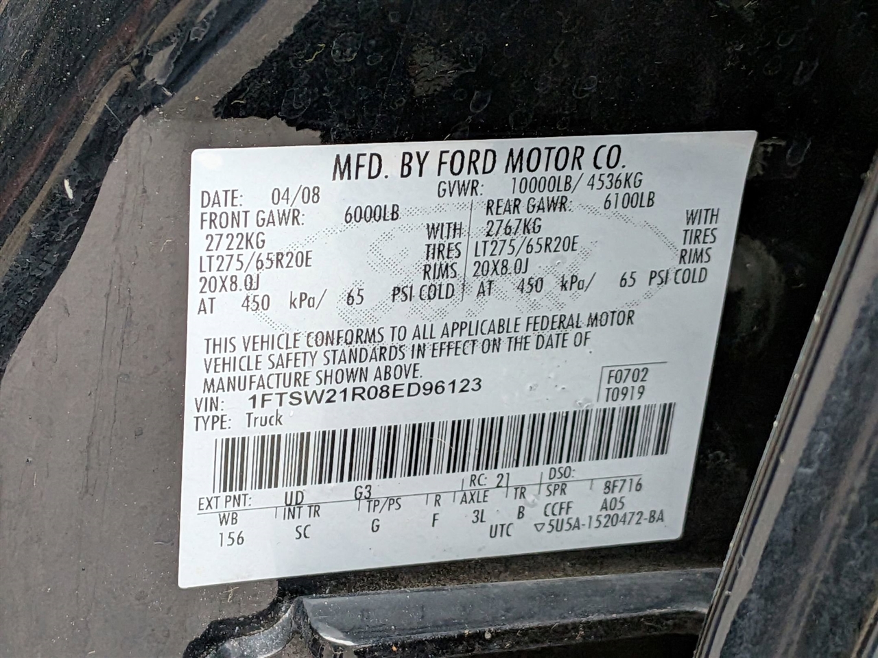 Ford Super Duty F-250 SRW King Ranch 4WD Crew Cab 6.75' Box 2008