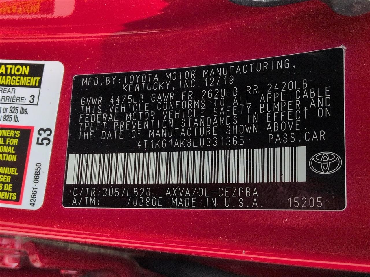 Toyota Camry XSE 2020