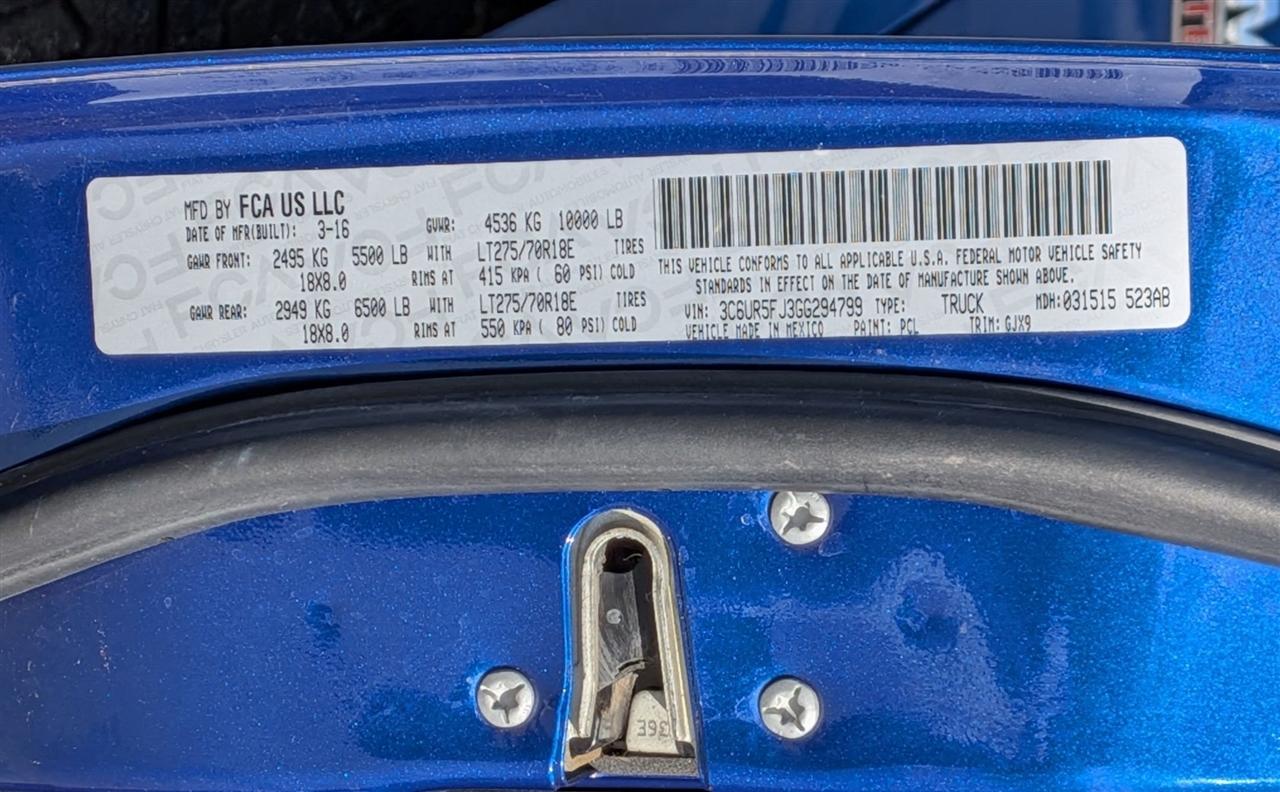 RAM 2500 Laramie Crew Cab SWB 4WD 2016