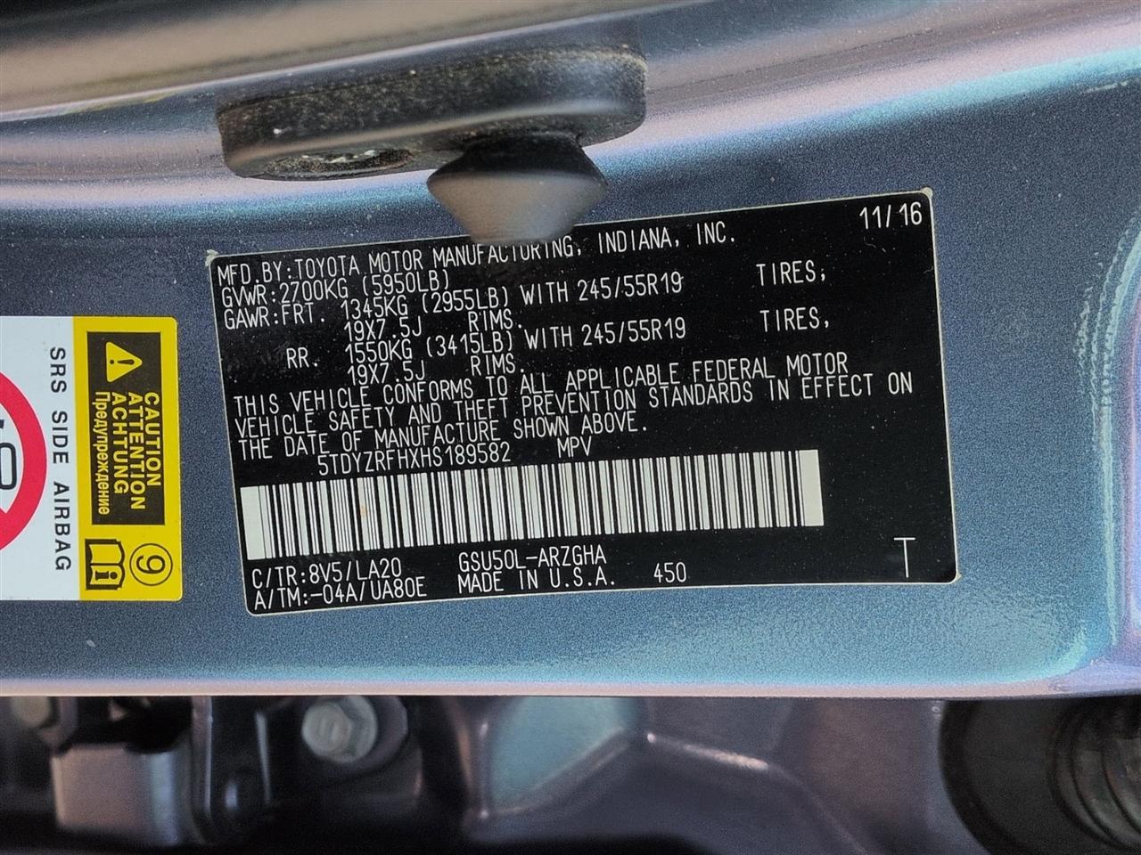 Toyota Highlander 4dr V6 Limited (Natl) 2017