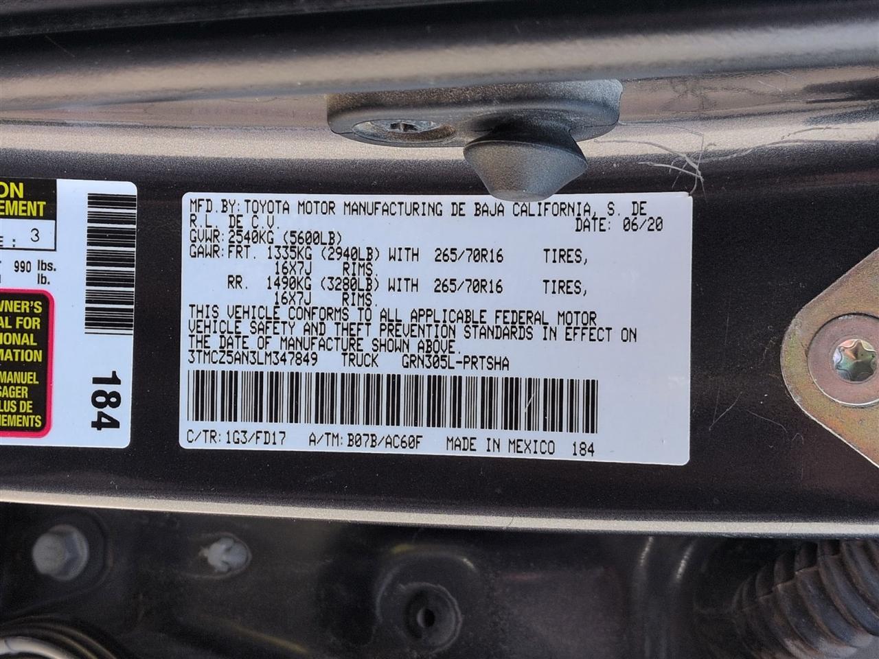 Toyota Tacoma 4WD  2020