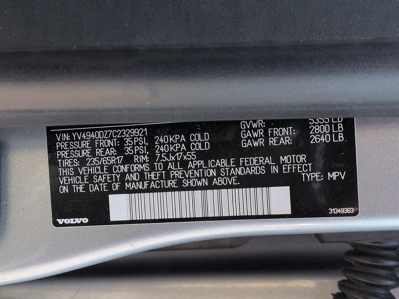 Volvo XC60 AWD 4dr 3.2L 2012
