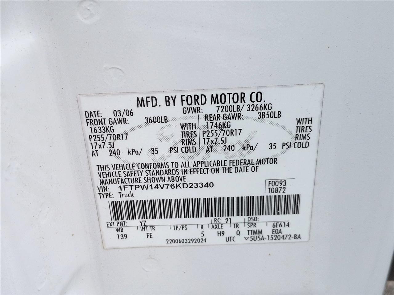 Ford F-150 4WD Reg Cab 122.5" XLT 2006