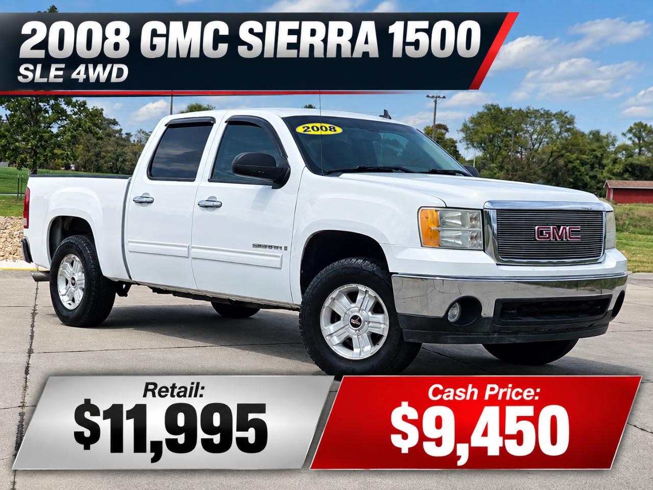 White 2008 GMC Sierra 1500 Pickup Truck Four-Wheel Drive Automatic