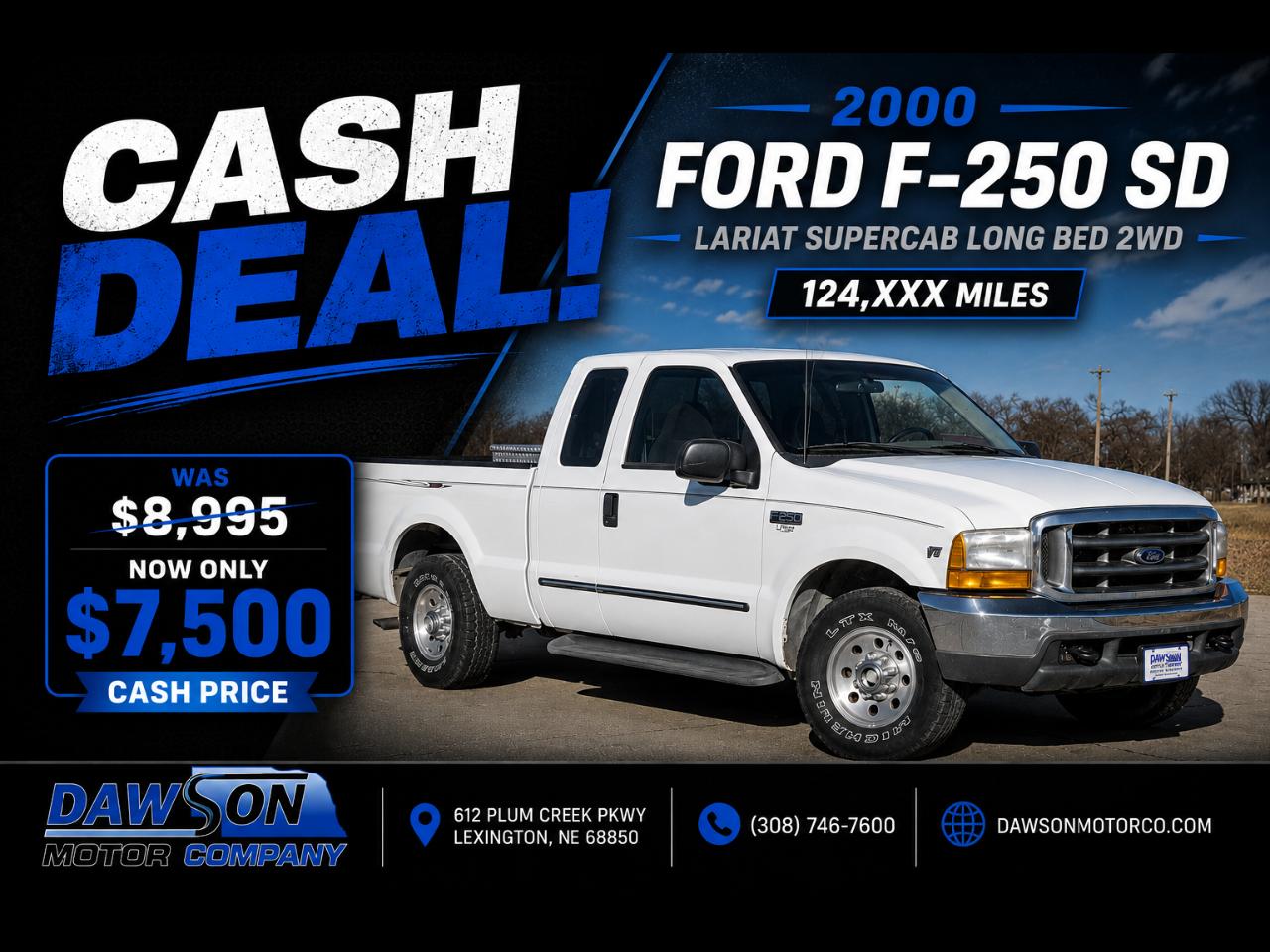 White 2000 Ford F-250 Super Duty Pickup Truck Rear-Wheel Drive Automatic