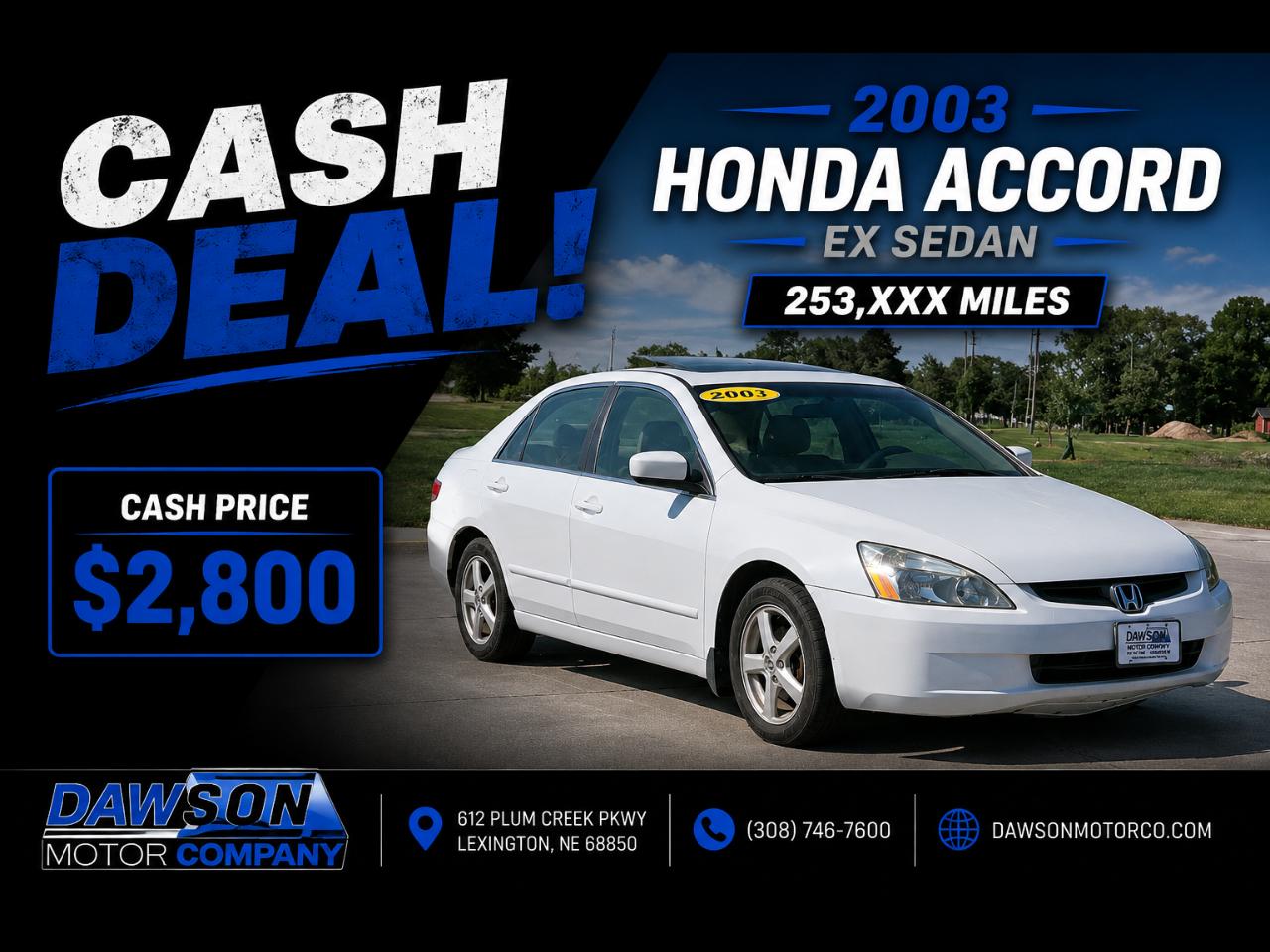 White 2003 Honda Accord Sedan Front-Wheel Drive Automatic