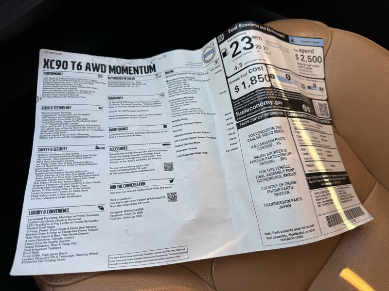 Volvo XC90 T6 AWD 7-Passenger Momentum 2018