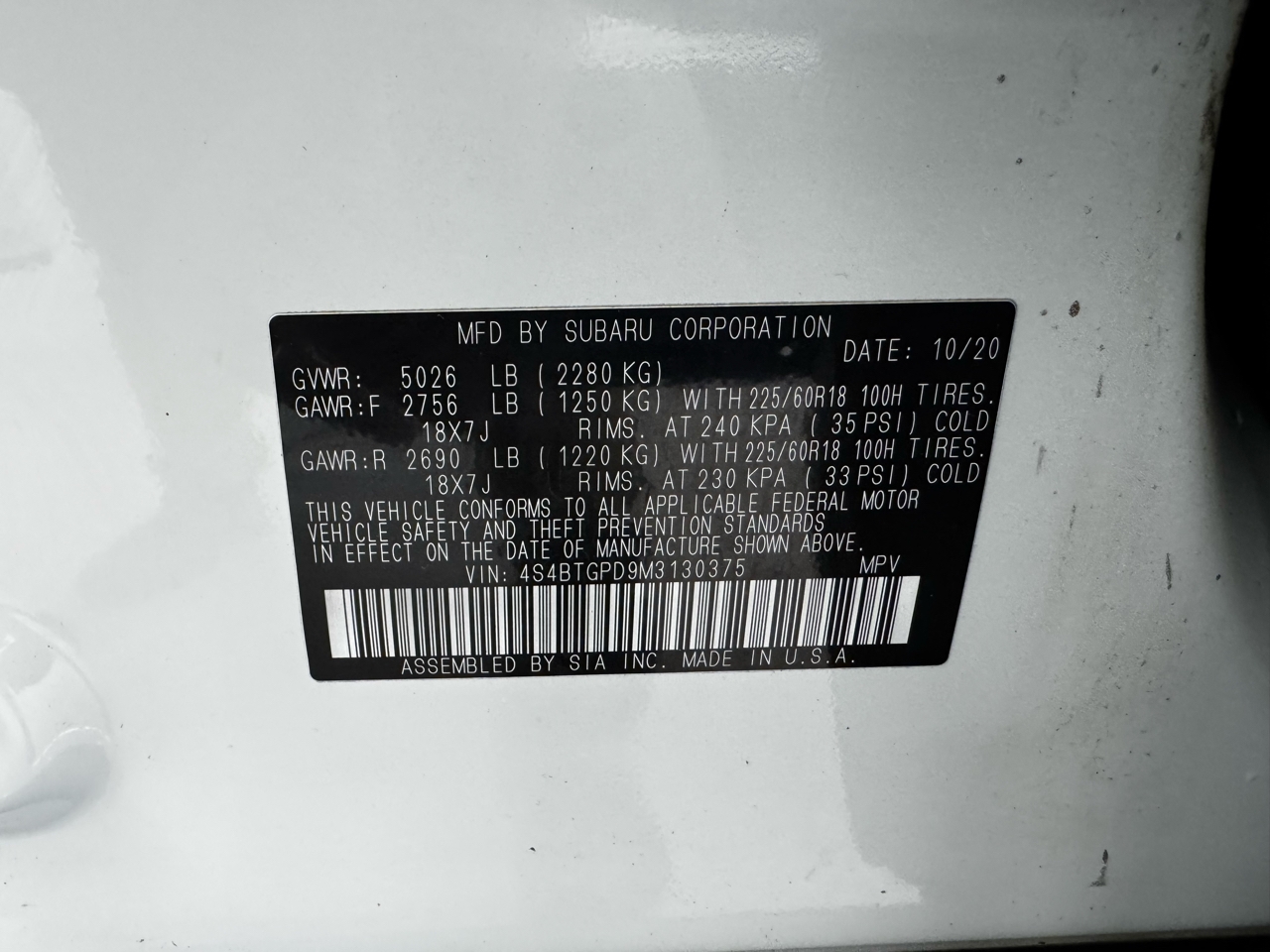 Subaru Outback Touring XT CVT 2021