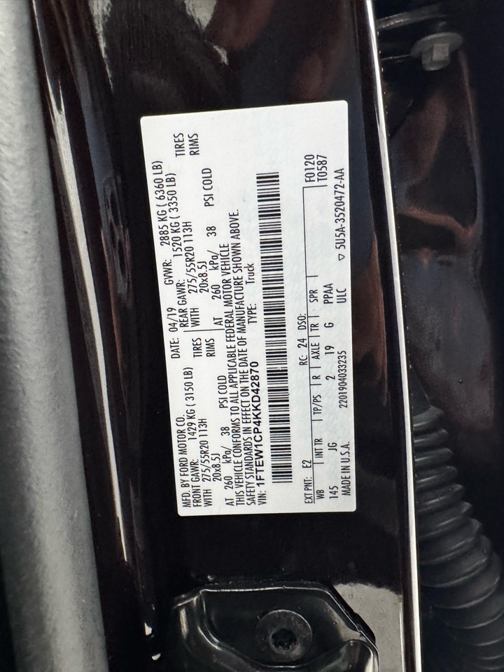 Ford F-150 Lariat 2WD SuperCrew 5.5' Box 2019