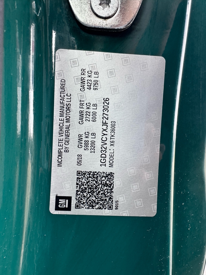 GMC Sierra 3500HD 4WD Reg Cab 137.5" WB, 59.06" CA 2018