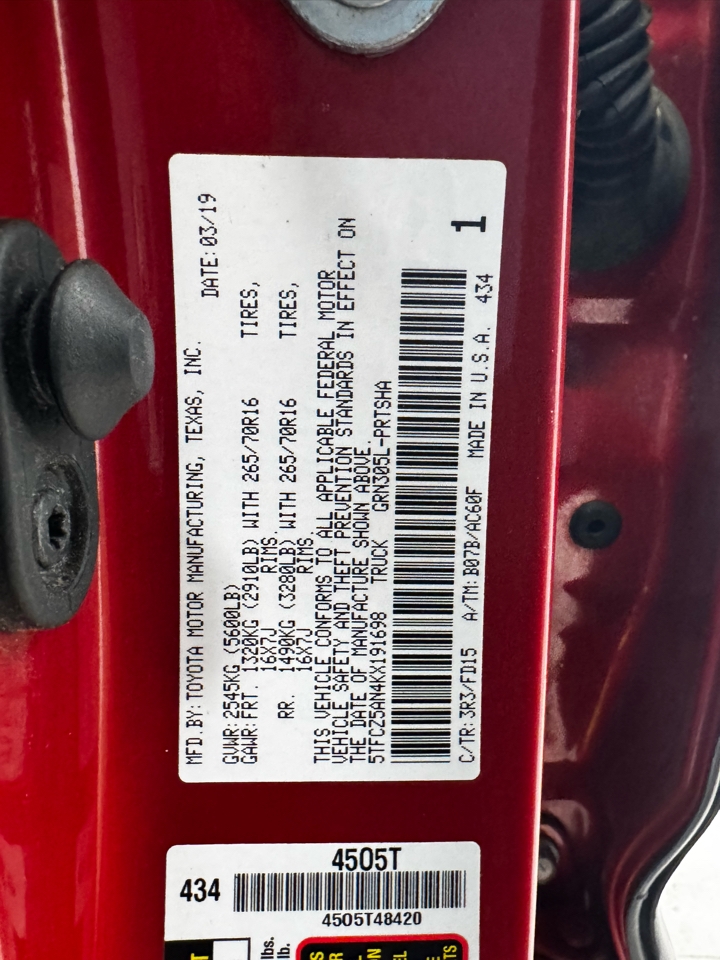 Toyota Tacoma 4WD TRD Off Road Double Cab 5' Bed V6 MT (Natl) 2019