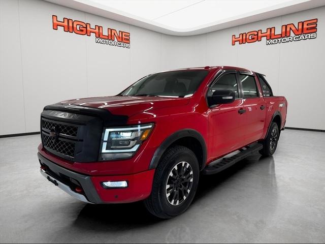 Red 2021 Nissan Titan PRO-4X Crew Cab 4WD Pickup Truck Four-Wheel Drive 9-Speed Automatic