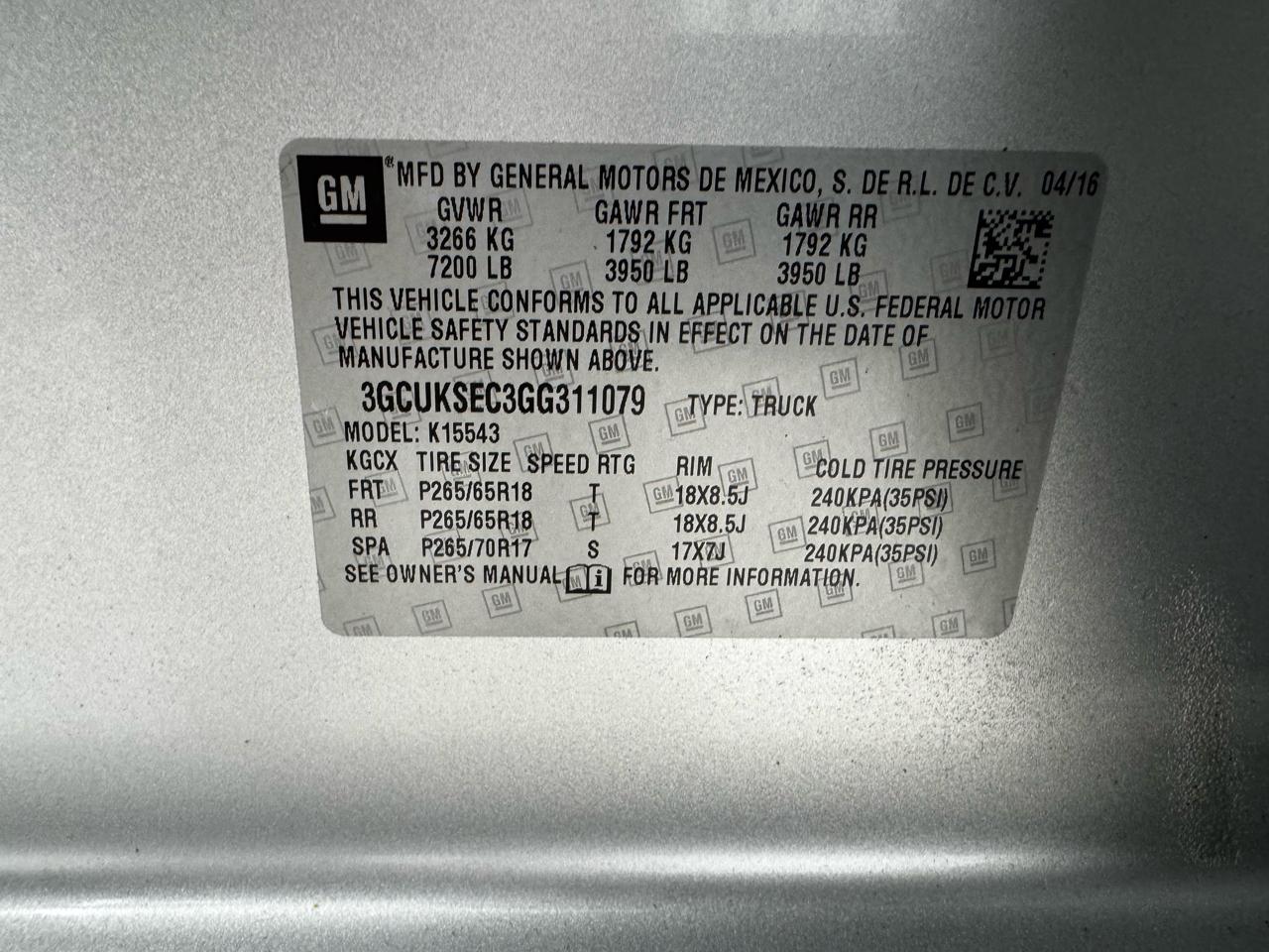 Chevrolet Silverado 1500 4WD Crew Cab 143.5" LTZ w/2LZ 2016