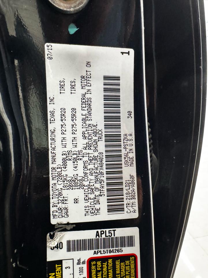 Toyota Tundra 4WD Truck CrewMax 5.7L V8 6-Spd AT 1794 (Natl) 2015