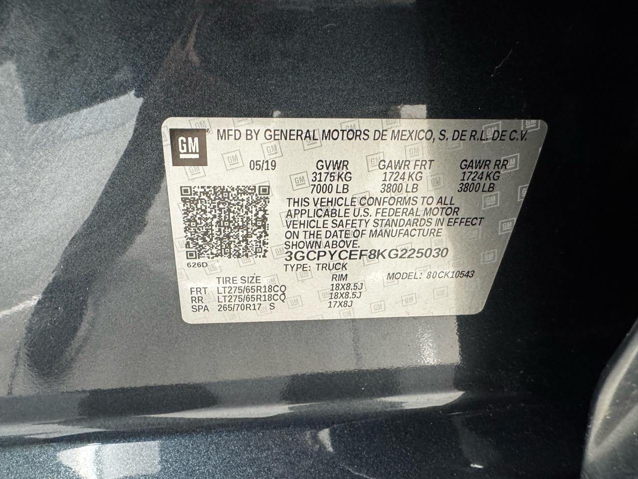 Chevrolet Silverado 1500 4WD Crew Cab 147" Custom Trail Boss 2019