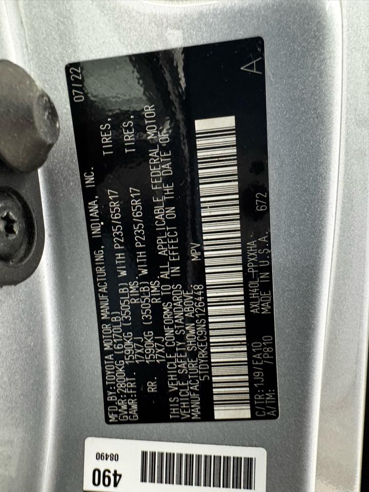 Toyota Sienna XLE FWD 7-Passenger (Natl) 2022