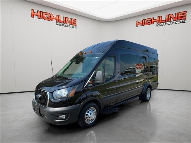 Black 2022 Ford Transit Passenger 350 HD XL High Roof Extended LB DRW AWD Van All-Wheel Drive Automatic
