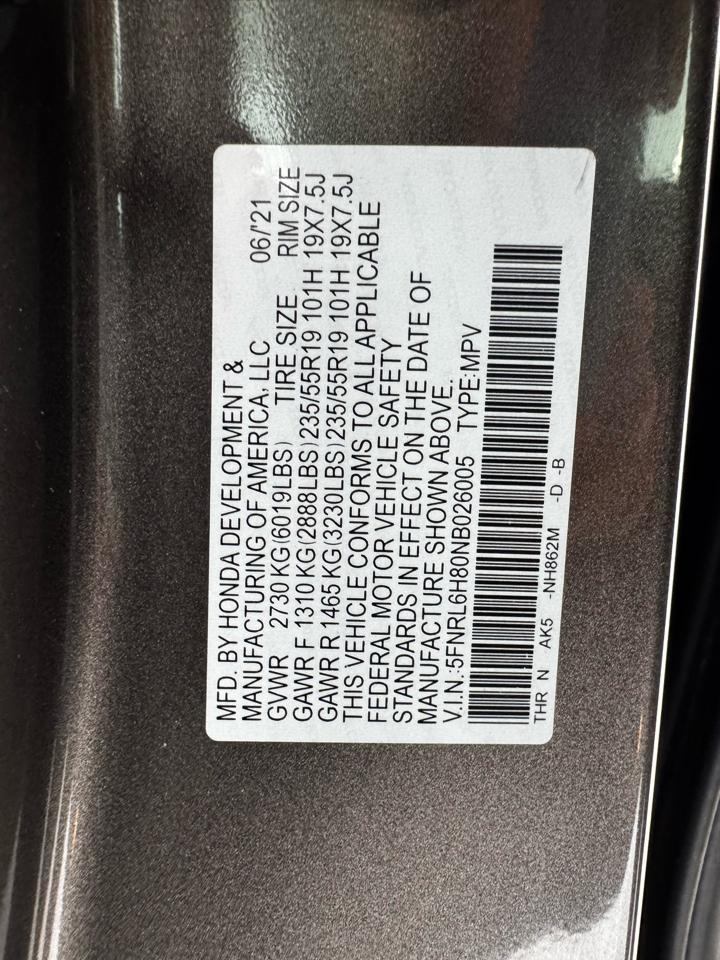 Honda Odyssey Touring Auto 2022