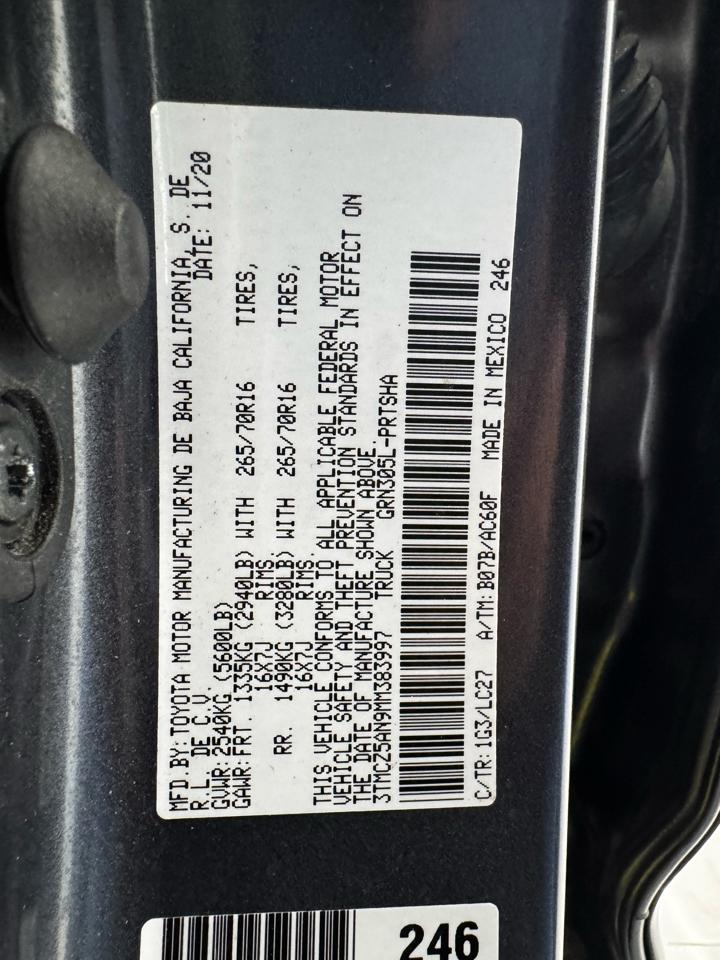 Toyota Tacoma 4WD TRD Off Road Double Cab 5' Bed V6 MT (Natl) 2021