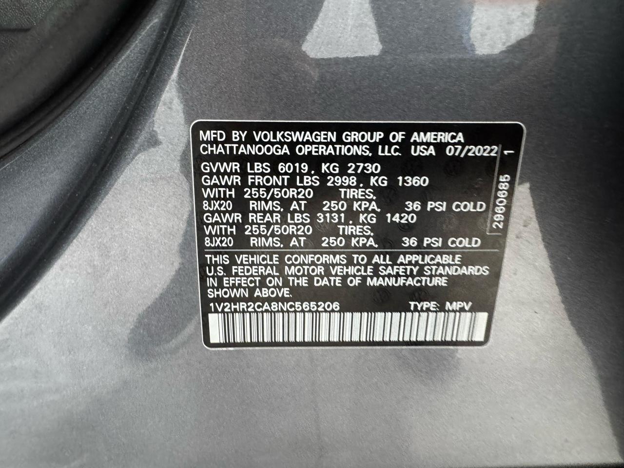 Volkswagen Atlas 3.6L V6 SE w/Technology 4MOTION 2022