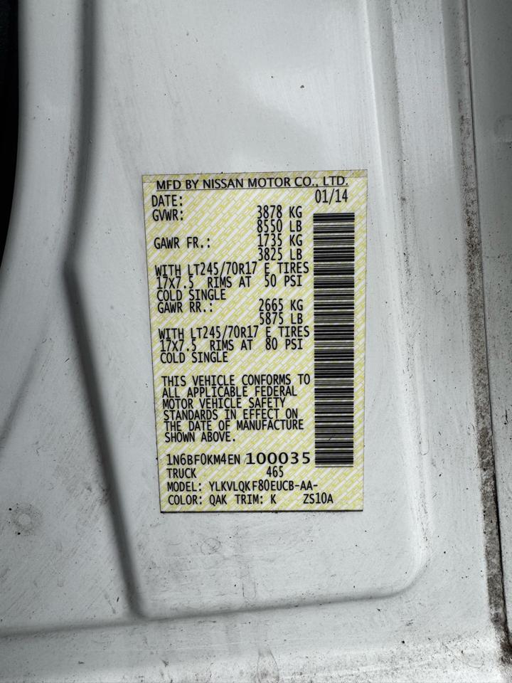 Nissan NV Standard Roof 1500 V6 SV 2014