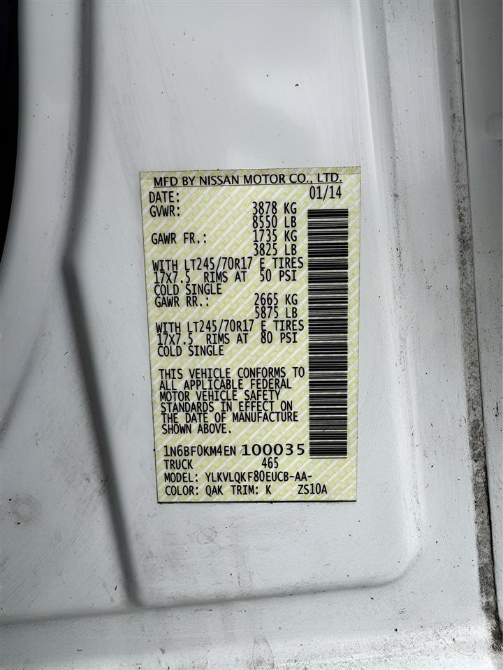 Nissan NV Standard Roof 1500 V6 SV 2014