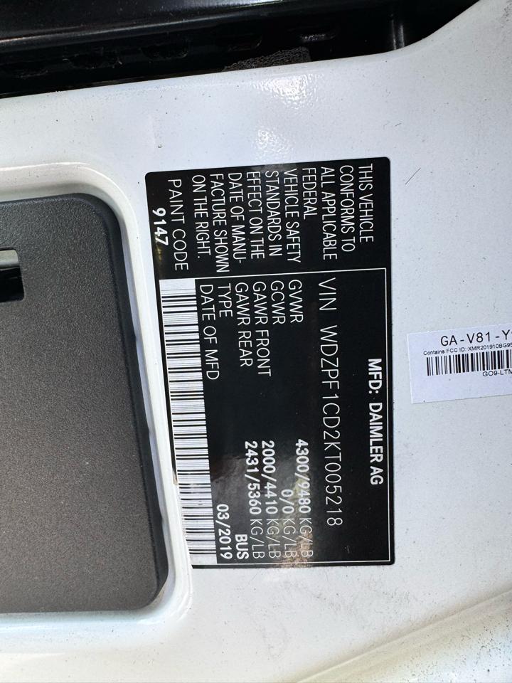 Mercedes-Benz Sprinter Passenger Van 2500 High Roof V6 170" RWD 2019