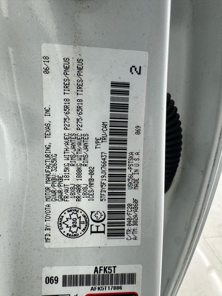 Toyota Tundra 4WD 1794 Edition CrewMax 5.5' Bed 5.7L (Natl) 2018