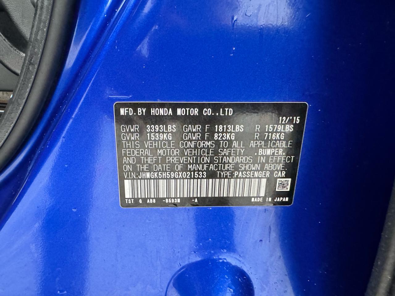 Honda Fit 5dr HB CVT LX 2016