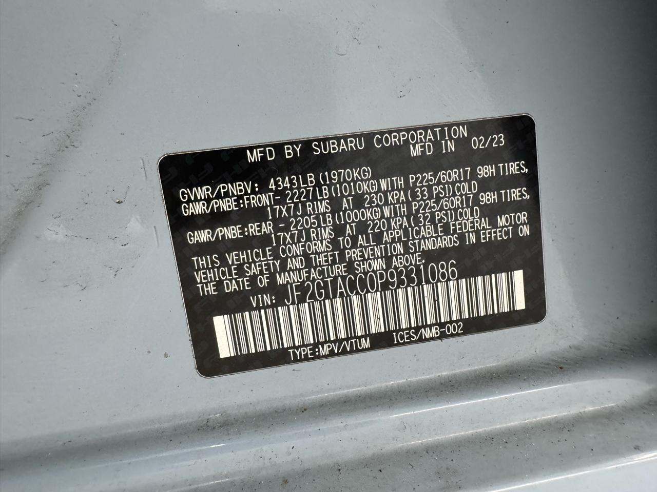 Subaru Crosstrek Premium Manual 2023
