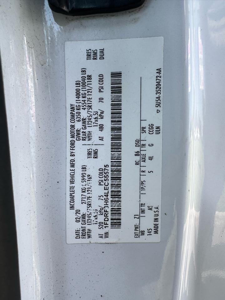 Ford Super Duty F-350 DRW XLT 4WD Reg Cab 145" WB 60" CA 2020