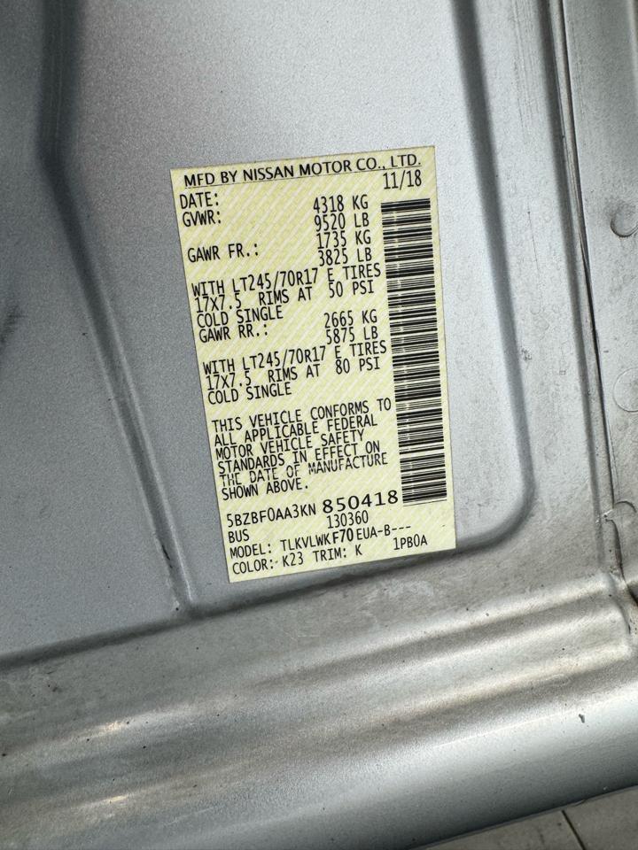Nissan NV Passenger NV3500 HD S V6 2019
