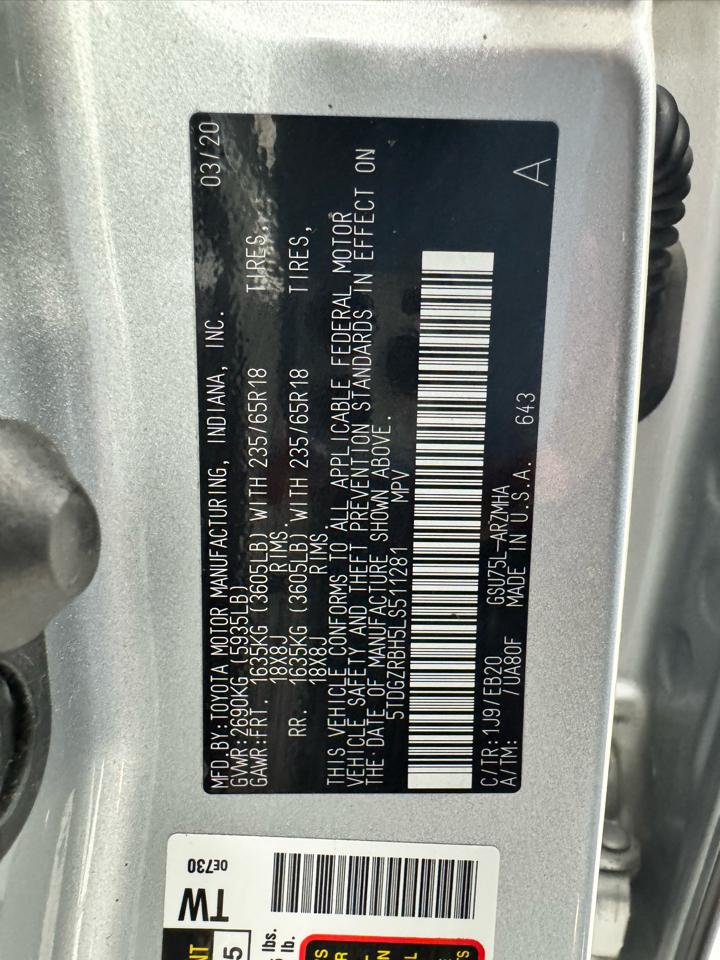 Toyota Highlander XLE AWD (Natl) 2020