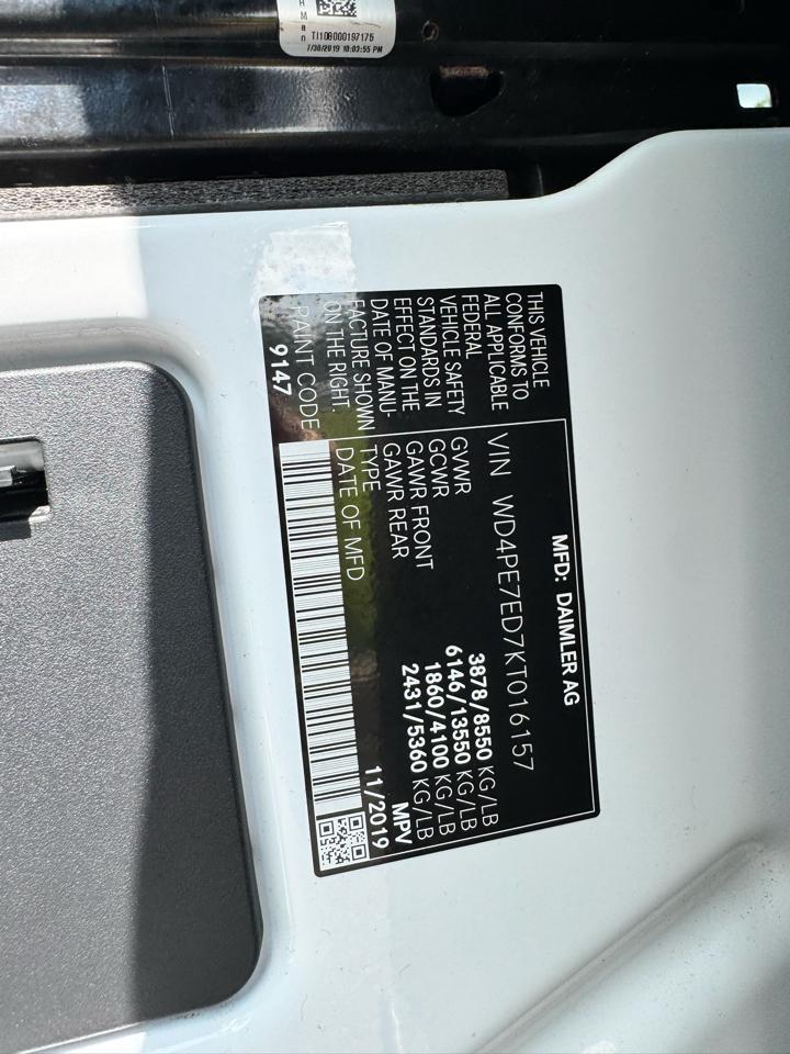 Mercedes-Benz Sprinter Van 1500 Standard Roof I4 144" RWD 2019