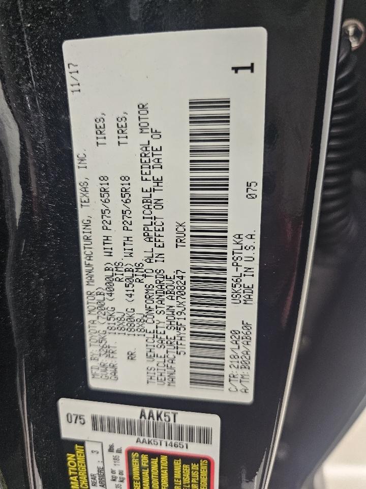 Toyota Tundra 4WD 1794 Edition CrewMax 5.5' Bed 5.7L (Natl) 2018
