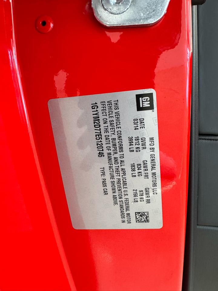 Chevrolet Corvette Stingray 2dr Z51 Cpe w/3LT 2014