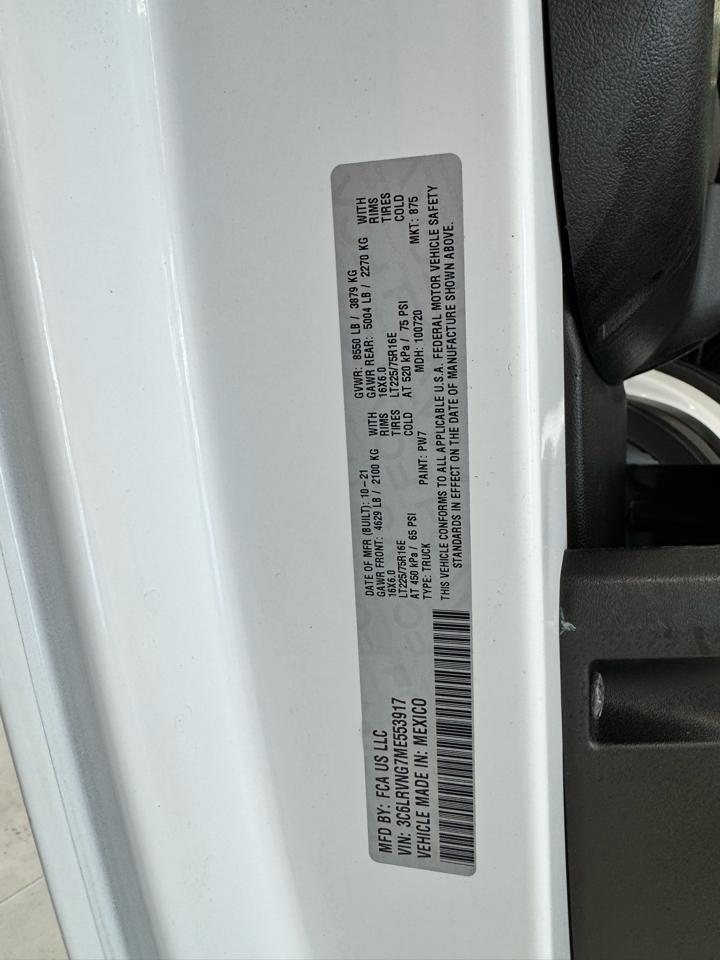 RAM ProMaster Cargo Van 1500 Low Roof 118" WB 2021